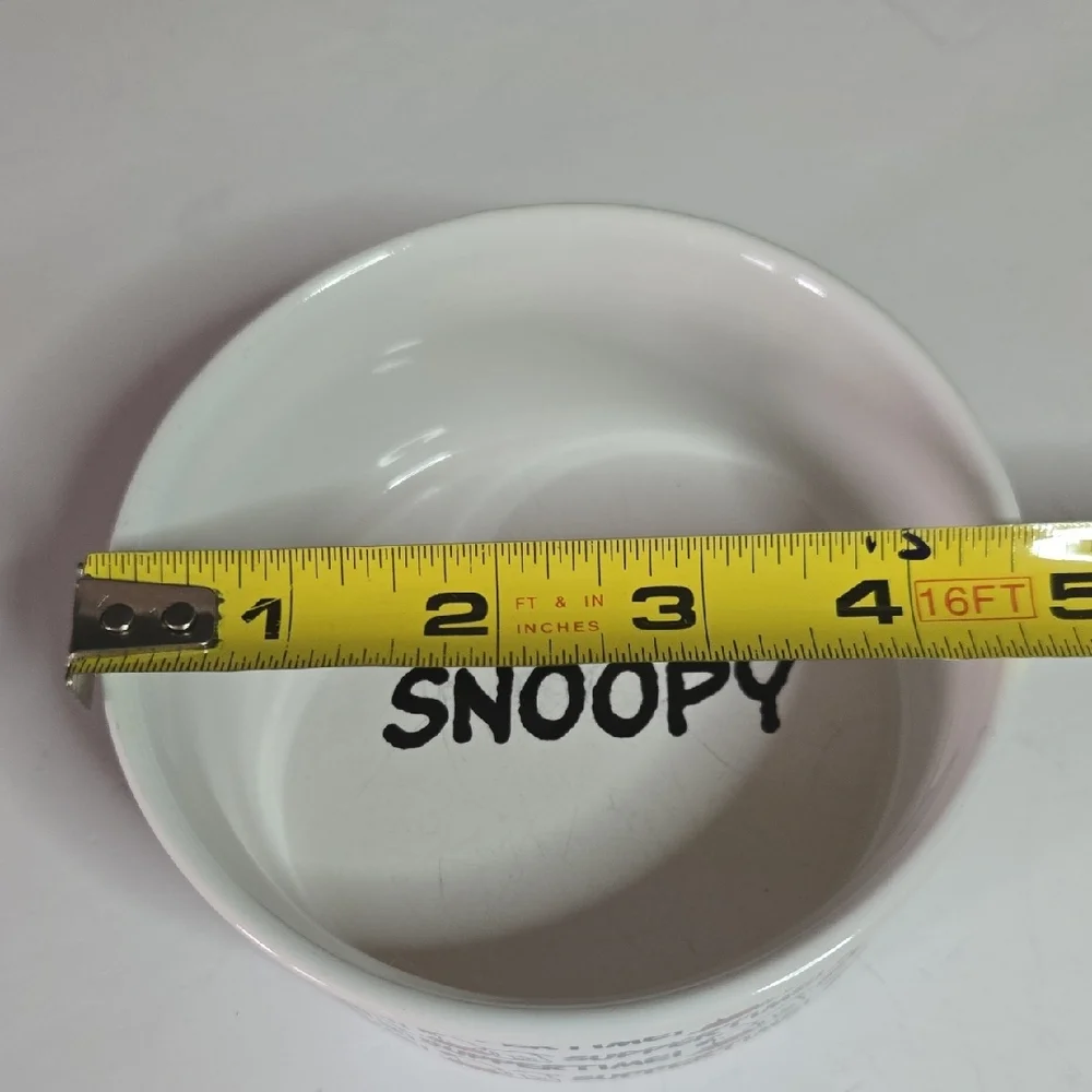 Gibson Peanuts Snoopy White Suppertime Ceramic Pet Food Dish